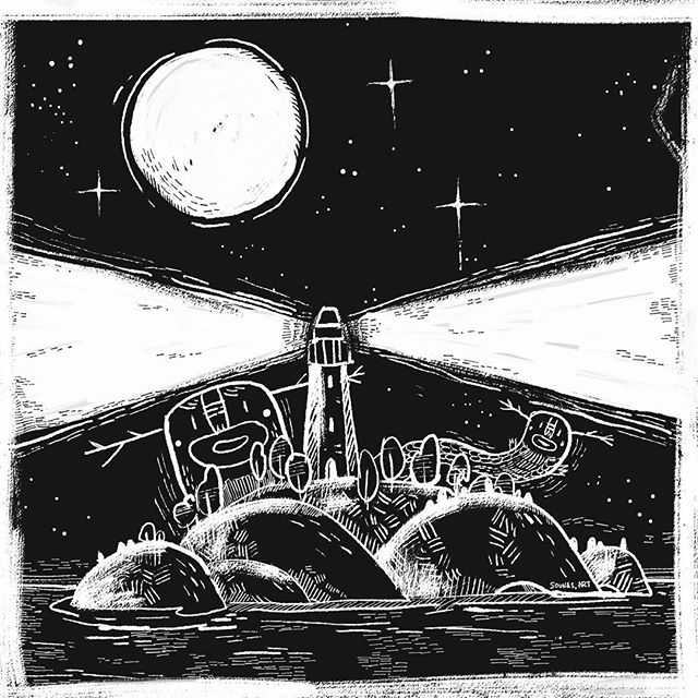 Inktober  Day 15 “LIGHT” illustration made with Adobe Sketch on ipad#AdobeMAXContest #Inktober #illustration #inktober2018 #AdobeDrawing_inktober #illustragram @adobedrawing #lighthouse #moon #εικονογράφηση