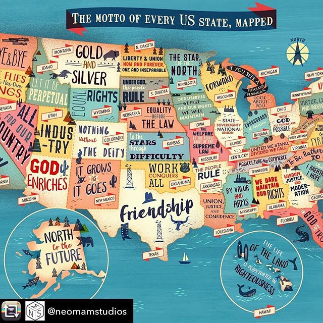 :::The Motto of every US state mapped::: #infographic #graphicdesigns #usa #map