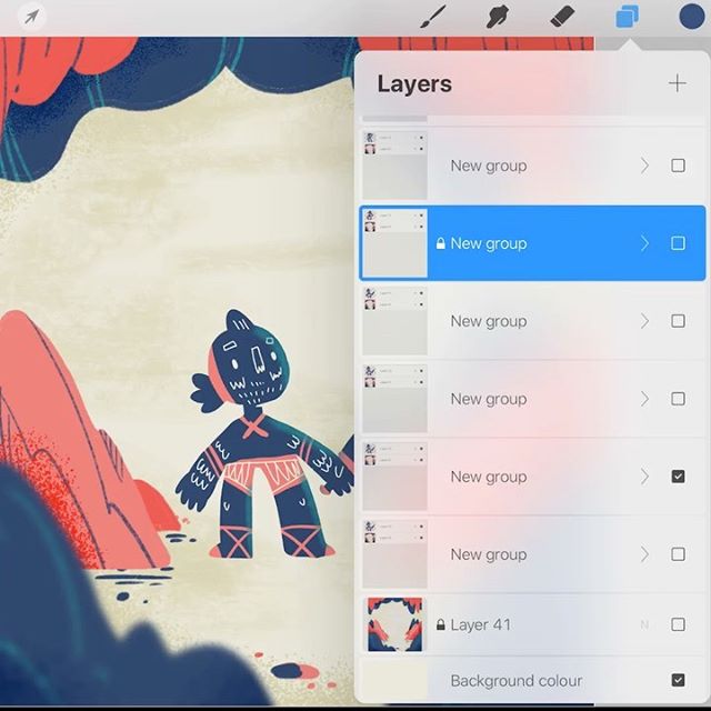 How to export animation from Procreate::: – Each layer represents a frame-  If you want more layers to draw, then group layers into single Groups- By  setting layer visibility you can set