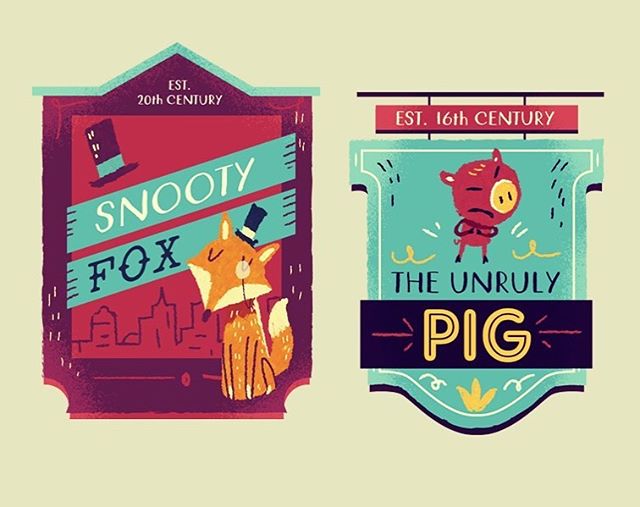:::Illustrated pub signs::: #pub #illustration #adobedrawing #foxillustration #pig #pubsign