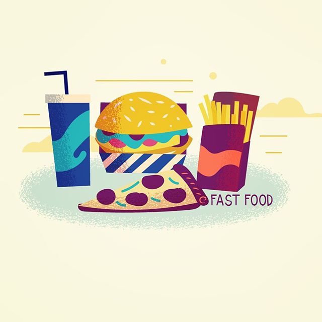 Fast food #vector #illustration #adobedrawing #burger #hamburger #fries #soda