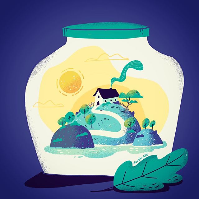 :::House in a jar:::..#landscape #illustration #procreate #house #ipadart #sounasart #timelapse #digitalart #conceptart #doodle #jar #εικονογράφηση #stayhome #μένουμεμέσα  #dailyillustration #illustrationdaily  #instaart