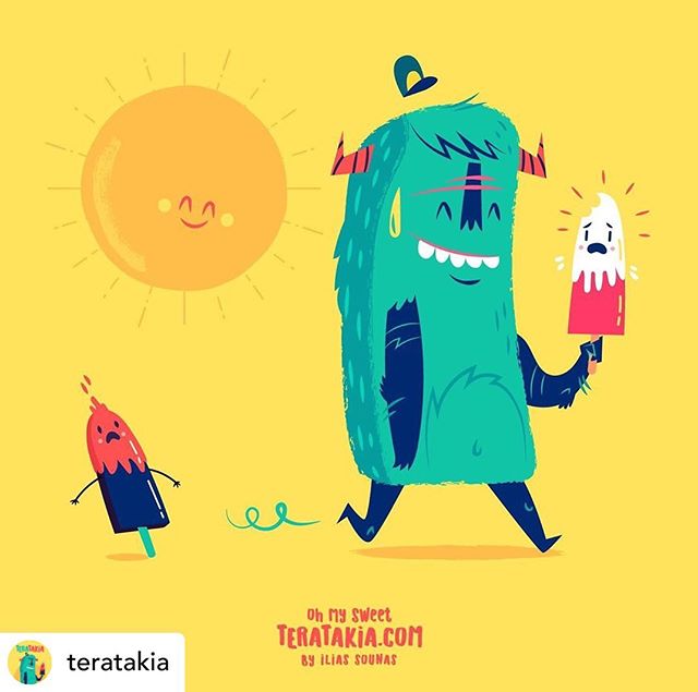 Follow @teratakia05. Yummy ice cream#illustration #vector #sounasart #characterdesign #chocolate #monster #icecream #funny #summer #popsicle