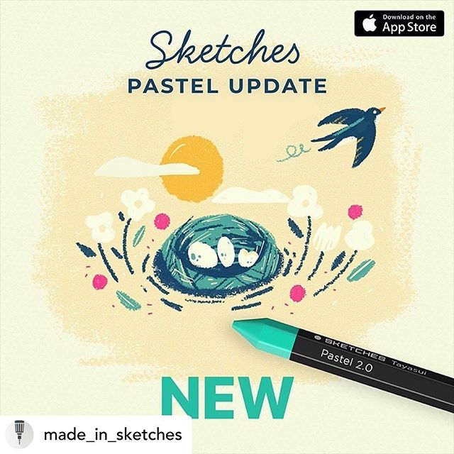 -New illustration- @made_in_sketches Sketches pastel update !Drawing by @sounas_ilias #pastel #update #sketches #new #pro #newtool #bird #spring #tayasui #tayasuiapp #drawingapp #tayasuisketches #enjoy