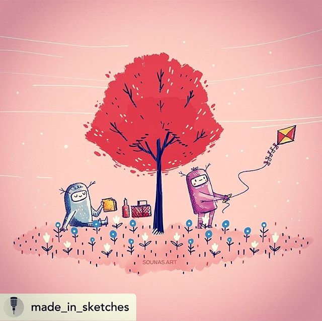 @made_in_sketches By the great @sounas_ilias #tayasui #tayasuiapp #summer #picnic #drawingapp #pink #nature #windy #sketchesapp #tayasuisketches #cute