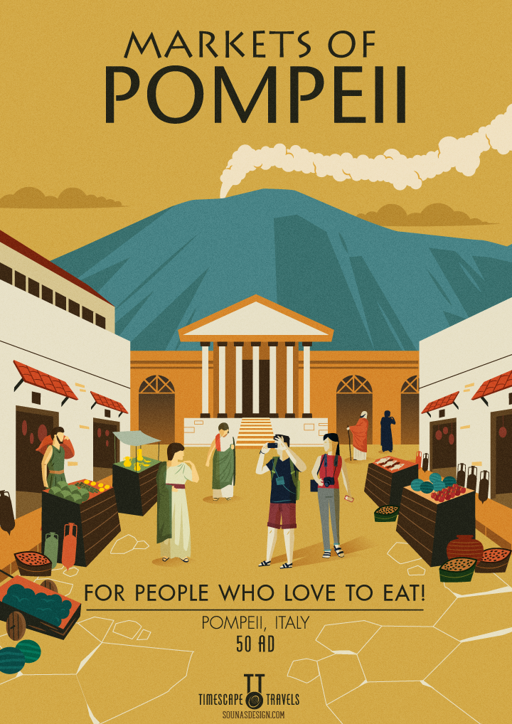 Pompeii Pompeii Travel Print Minimalistic Poster Original