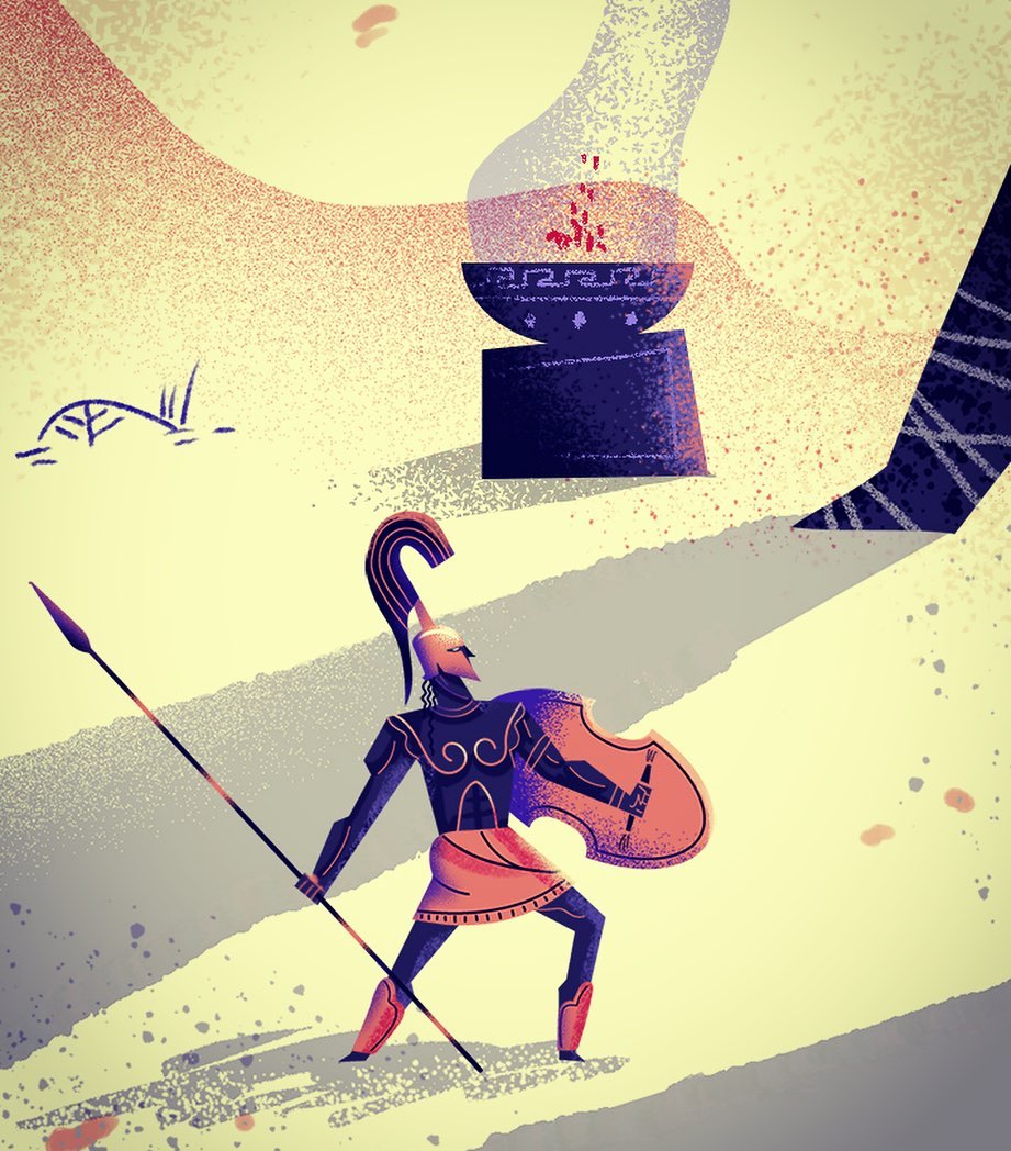 :::Έλλην πολεμιστής - Ancient greek warrior:::...#ancientgreece #illustration #helmet #spear #shield #spartan #greece #ancientgreekwarriors #fighter #mythology #myth #εικονογράφηση #sounasart #sounas #monster #posterillustration #dnd