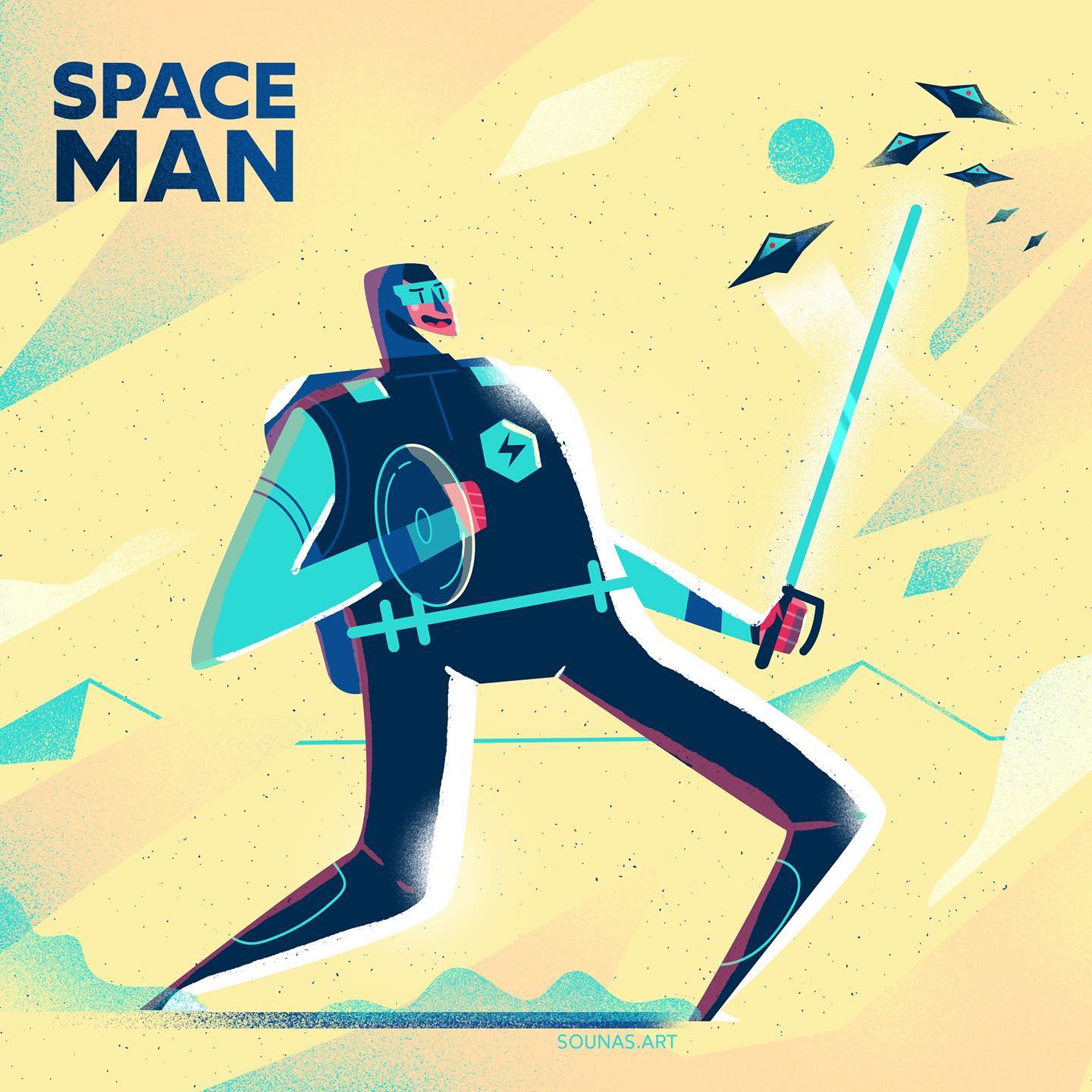:::Space Man:::..#space #illustration #sounasart #fighter #warrior #lightsaber #dessert #εικονογράφηση #photoshop #conceptart #boardgameart #illustrationoftheday
