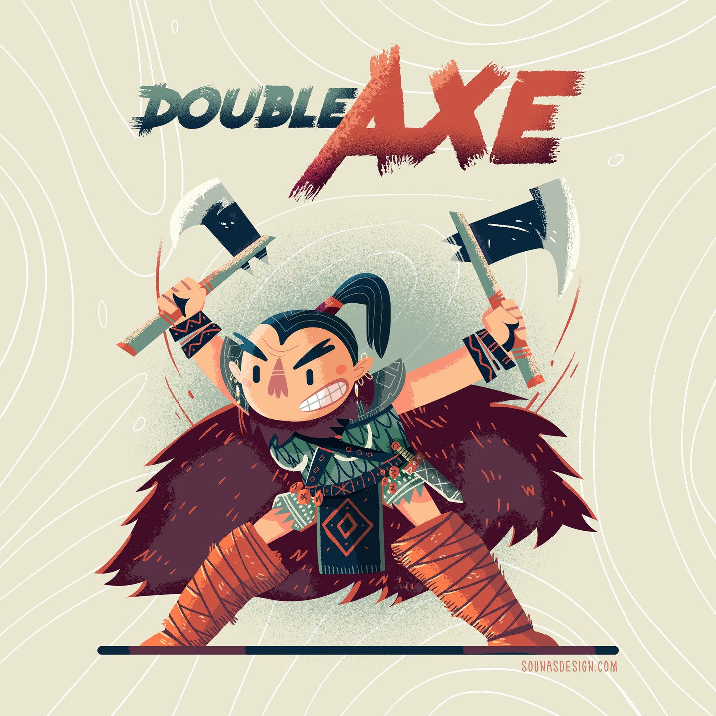 :::Double Axe warrioress:::...#vectorart #rpg #warrior #characterdesign #d&d #fantasyart #sounas #εικονογράφηση