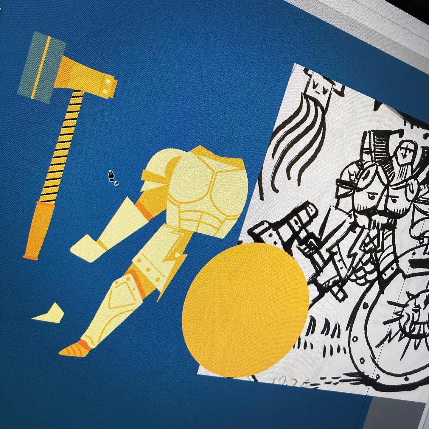 Design process in Illustrator based on a sketch (work in progress)..#warhammer #illustrationv #vectorart #warrior #vectorillustration #wip #adobeillustrator #miniature #ageofsigmar #εικονογράφηση #sounasart #vectordesign #vector