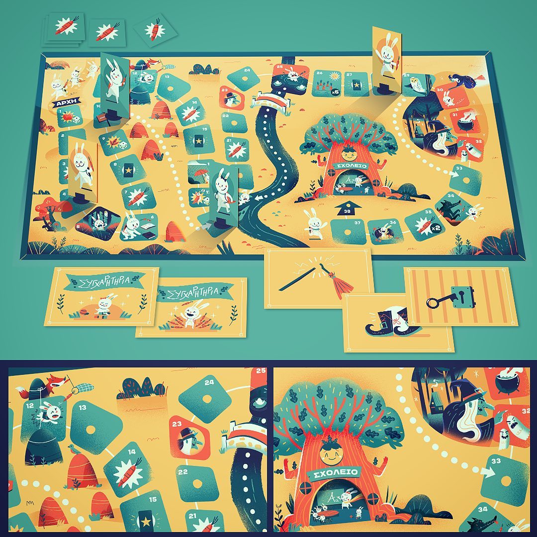 “Happy Bunnies”, boardgame prototype for preschool kids..«Χαρούμενα Λαγουδάκια», επιτραπέζιο δείγμα για παιδιά προσχολικής ηλικίας...#boardgamedesign #boardgameart #childrenbookart #childrenbookillustration #bunny #characterdesign #illustrator #sounasart #εικονογράφηση