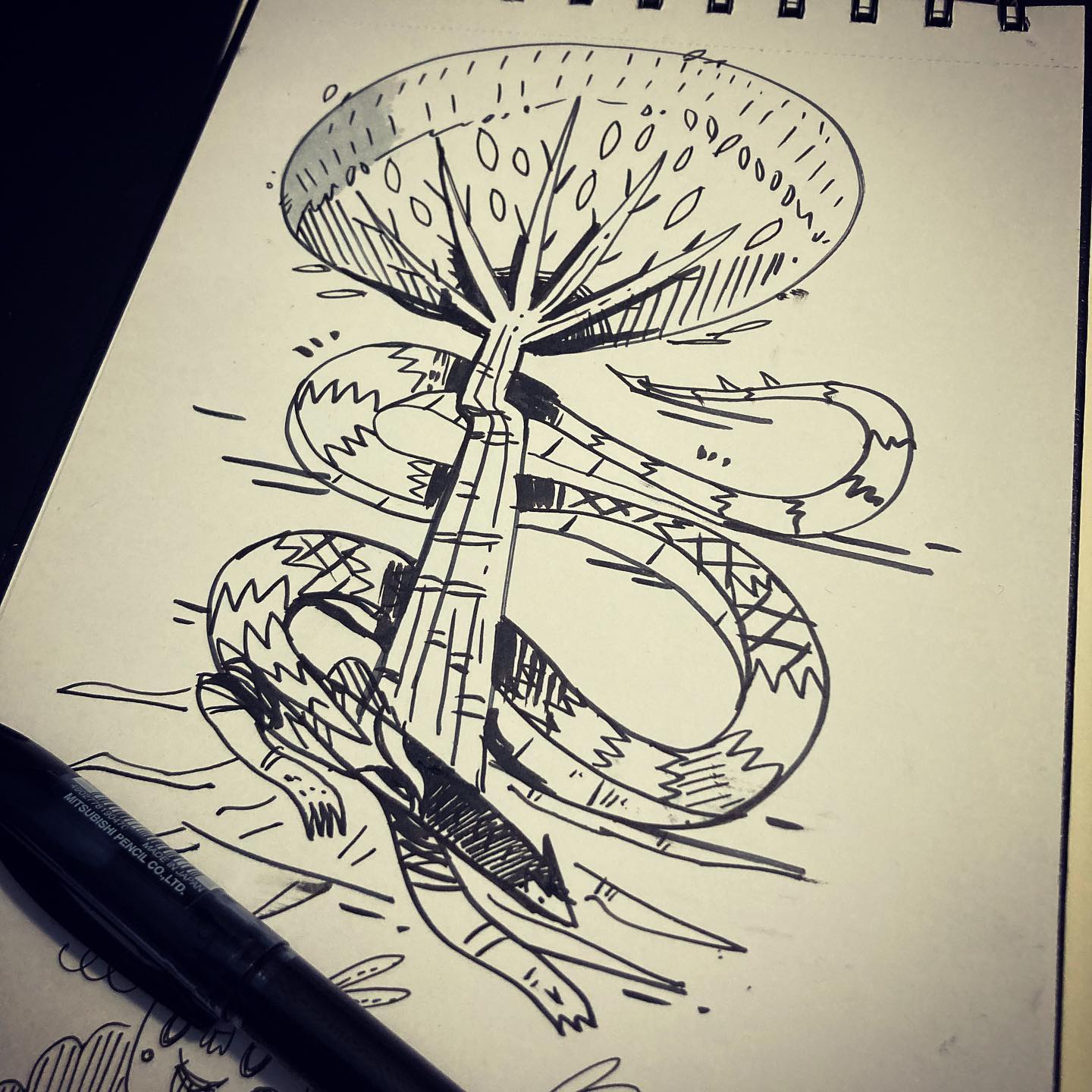 Serpent doodle #doodles #tree ##dragonillustration #dragon #sketchbook #inkillustration #doodleart #sounasart #εικονογράφηση #conceptart