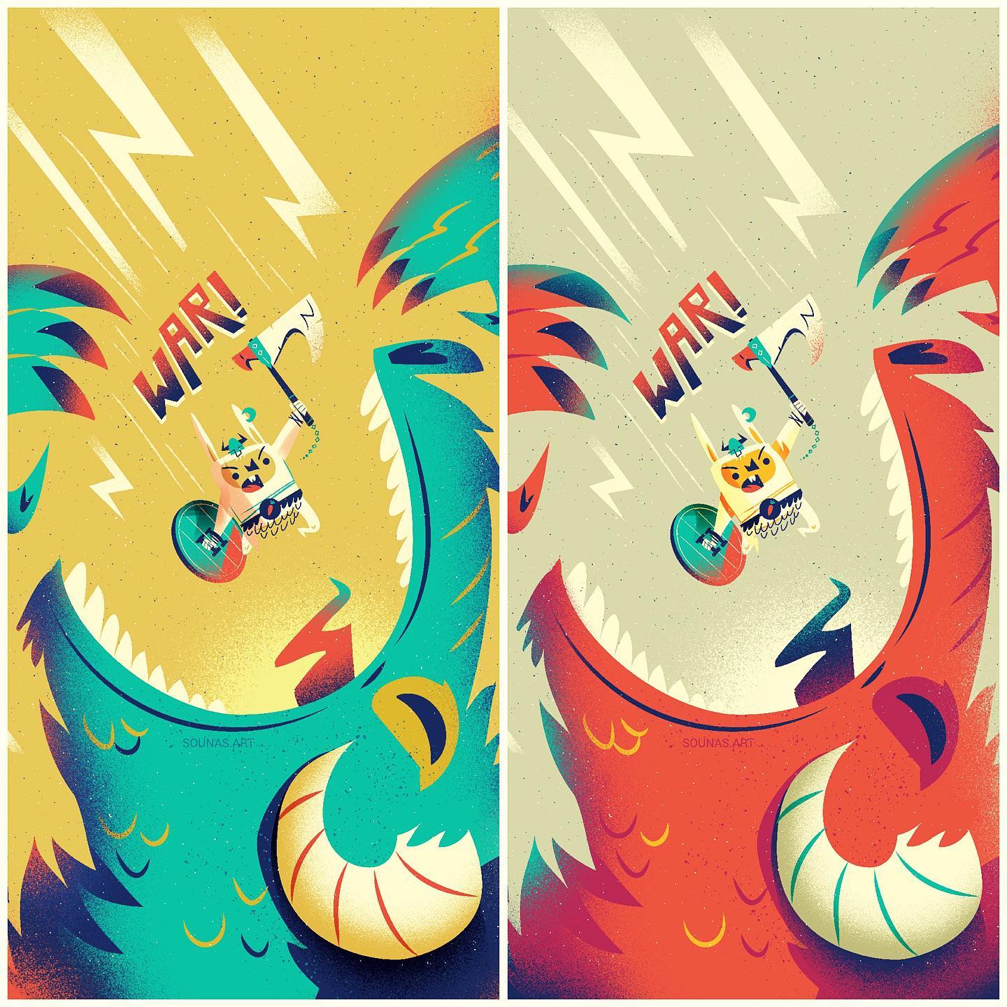 :::Two versions of War Bunny:::..Adobe Illustrator + Photoshop..#boardgameart #illustration #boardgameillustration #warbunny #characterdesign #dnd #nft #nftart #sounasart #εικονογράφηση #adobeillustrator #adobephotoshop #illustrationoftheday #childrenbookart