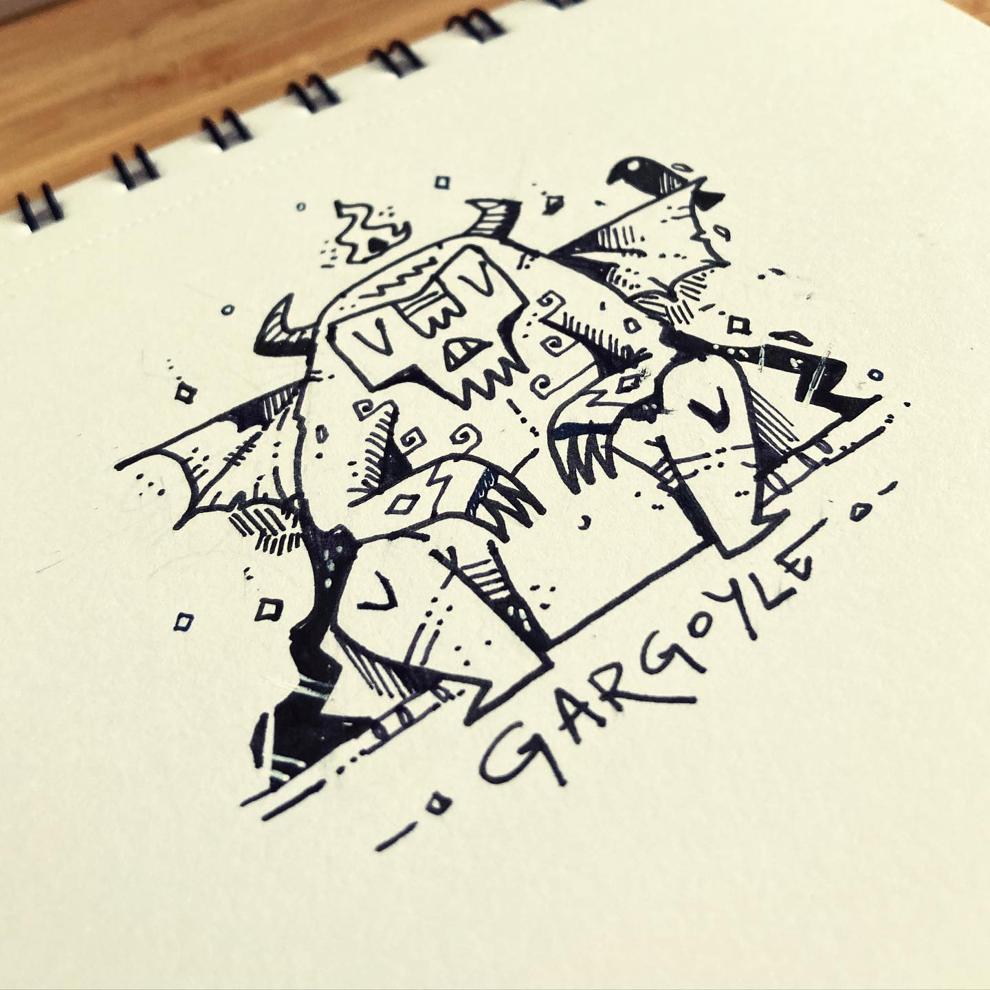 :::Gargoyle ink doodle for #inktober2022:::.You can check my reels for a timelapse video..#doodle #inktober  #inktober2022gargoyle #sketchbook #inkdrawing #ink #monster #gargoyle #illustration #μελάνι #σχέδιο #εικονογράφηση #sounasart